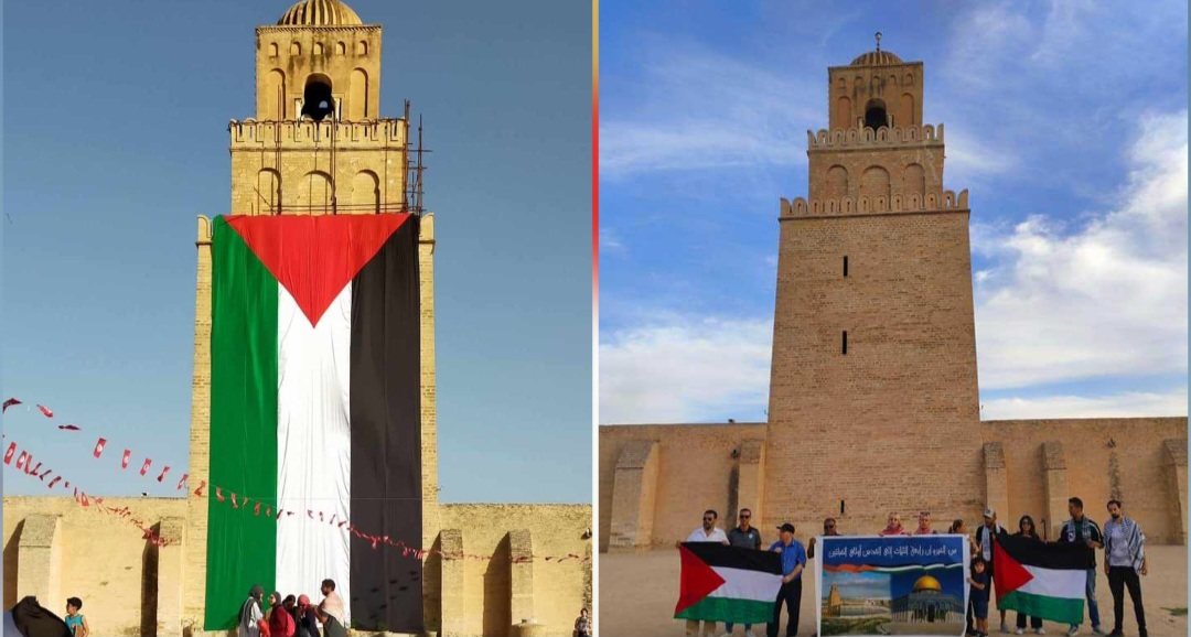 منع تعليق علم فلسطين على صومعة جامع عقبة /  مديرالشؤون  الدينية بالقيروان يشرح لـ"الصباح نيوز" الأسباب